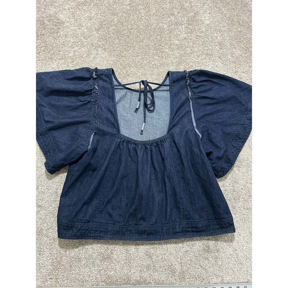 Pilcro Women's XL Denim Batwing Blouse Back Tie - Picture 7 of 7